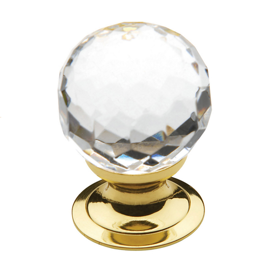 Cabinet Knob Crystal Brass