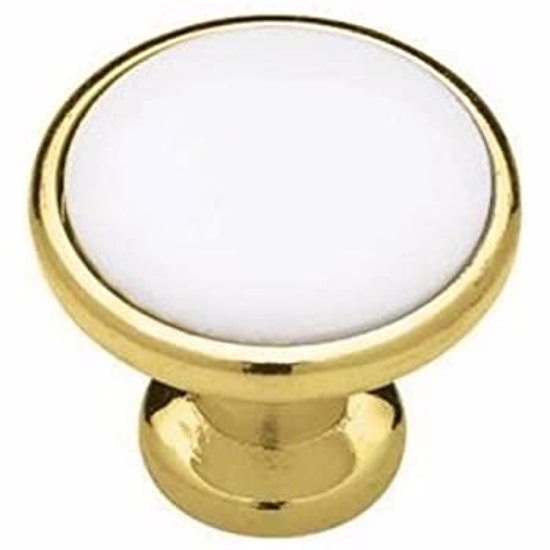 Cabinet Knob White/Brass