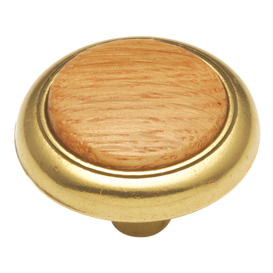 Cabinet Knob Oak/Bras 1- 1/4