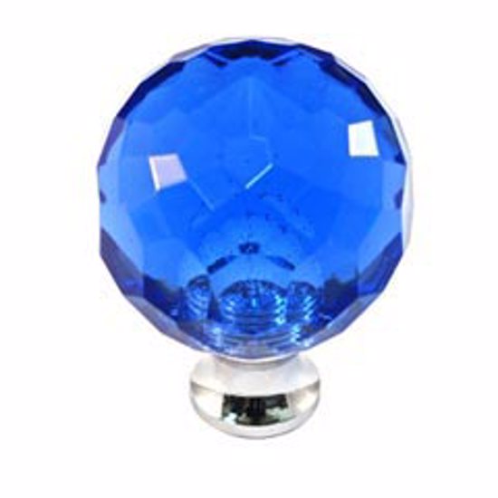 Cabinet Knob Brass/Blue 1-3/16