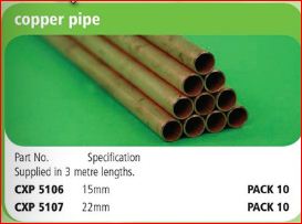 Copper Pipes 15mm 10FT