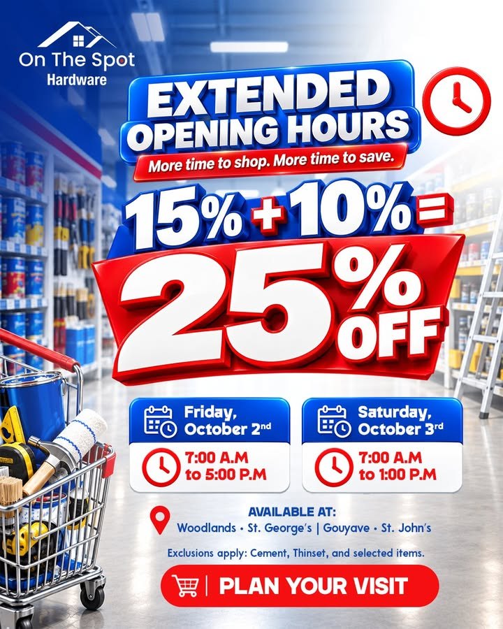 More time to shop and even more time to save! 🛒⏰ Enjoy 25% OFF storewide during our extended opening hours on Friday, October 2nd…
