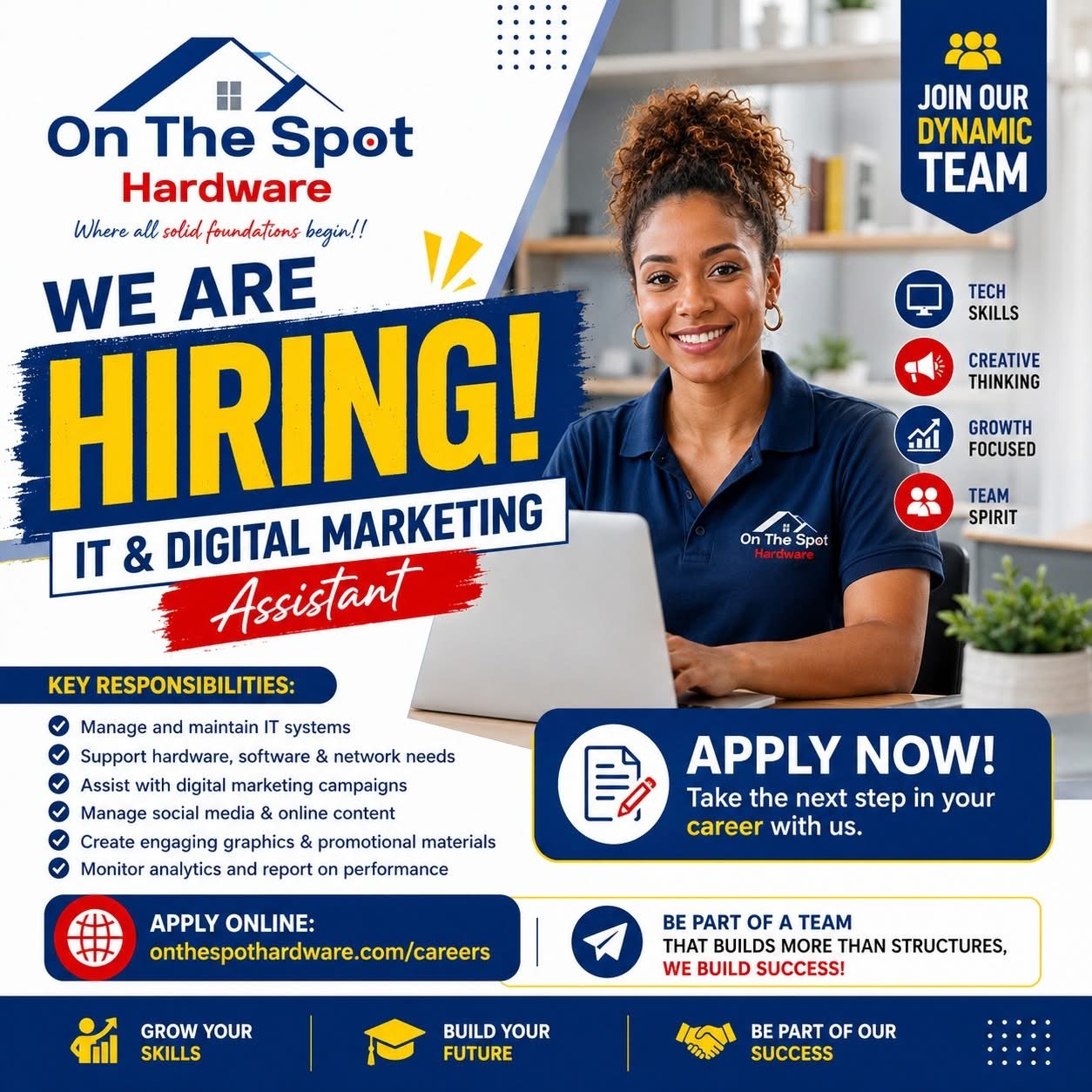 We’re hiring an IT & Digital Marketing Assistant at On The Spot Hardware!💻 Have a knack for technology and a creative eye? Put yo…